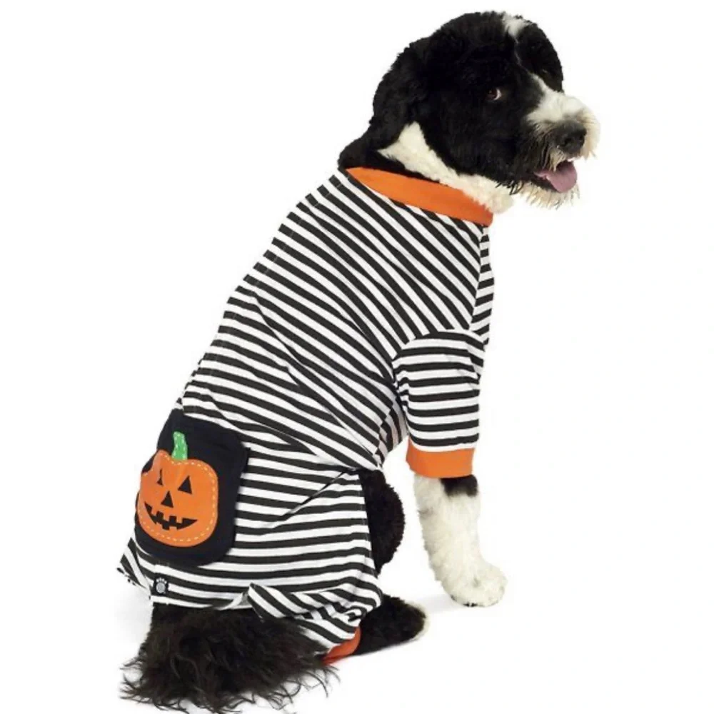 🎃 Petrageous Designs Pumpkin Patch Striped Halloween Dog Pajamas
